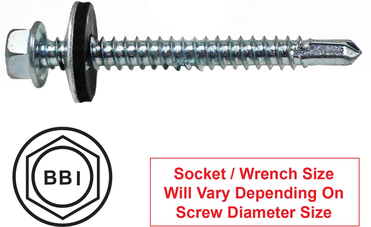 An image of the self drill hwh non slotted bonded washer